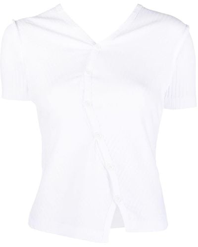 Helmut Lang Ribbed-knit Asymmetric Top - White