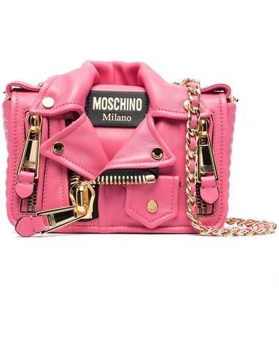 Moschino Nappa Leather Small Biker Bag - Pink