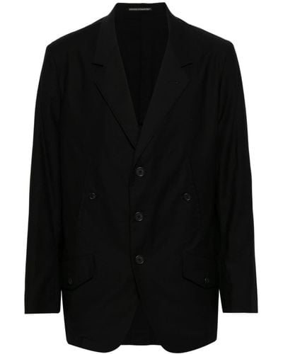 Yohji Yamamoto Blazer en coton à simple boutonnage - Noir