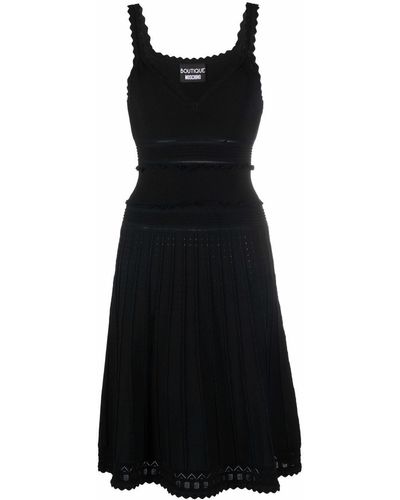 Boutique Moschino スカラップ Vネックドレス - ブラック