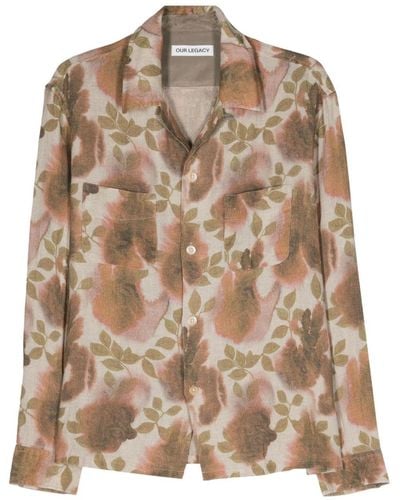 Our Legacy Heusen Minuo Flower-print Shirt - Brown