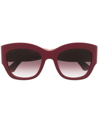 Cartier Gafas de sol con montura cuadrada y logo - Rojo