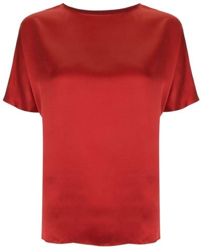 UMA | Raquel Davidowicz T-shirt en soie à manches courtes - Rouge