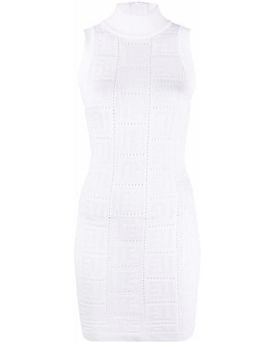 Balmain Monogram-pattern Sleeveless Dress - White