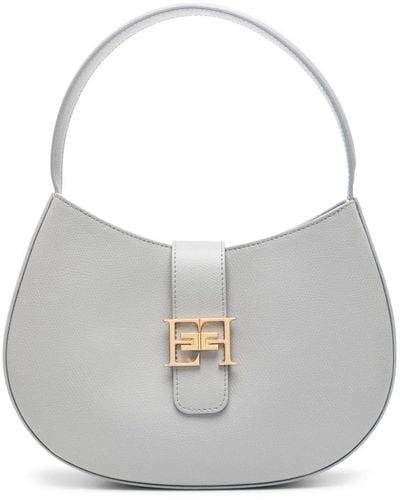 Elisabetta Franchi Logo-plaque Leather Tote Bag - Grey