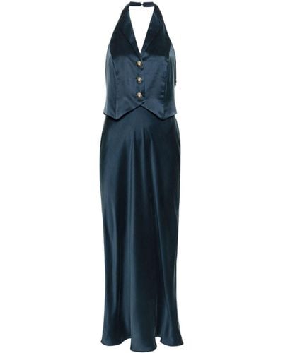 RIXO London Kimmy Zijden Midi-jurk - Blauw