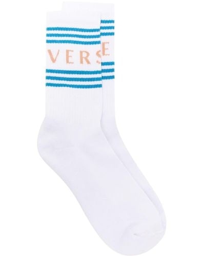 Versace Gerippte Socken mit 90s Vintage-Logo - Blau