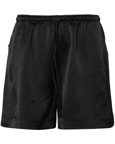 Y-3 Seersucker-texture Track Shorts - Black