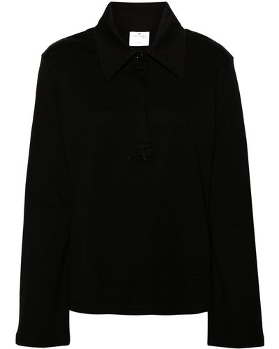 Courreges Piqué Cotton Polo Shirt - Black