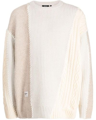 FIVE CM Colour-block Ribbed-knit Sweater - Natural