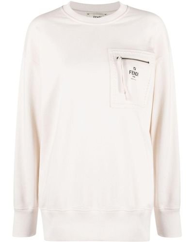 Fendi Logo-print Cotton Sweatshirt - White