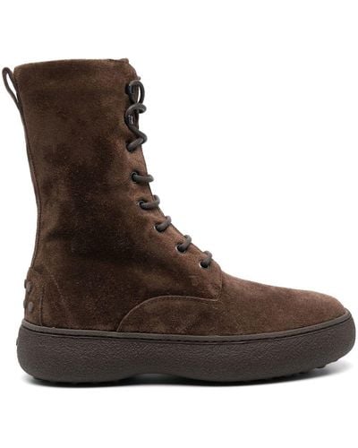 Tod's Suede Lace-up Ankle Boots - Brown