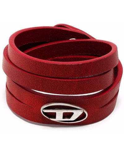 DIESEL Leather-wrap Bracelet - Red