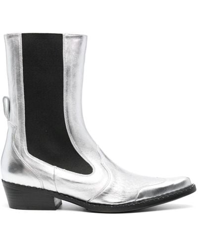 BY FAR Otis 40mm Metallic-finish Boots - White
