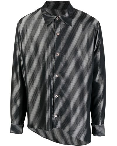 Sulvam Camisa asimétrica de rayas diagonales - Negro