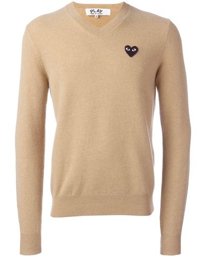 COMME DES GARÇONS PLAY Embroidered Heart Sweater - Natural
