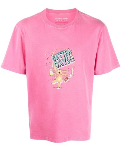 Martine Rose Slogan-print Cotton T-shirt - Roze