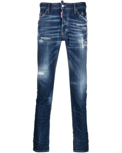 DSquared² Jeans Con Sbaffature Effetto Consumato - Blu