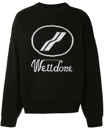 we11done Logo Intarsia Sweater - Black