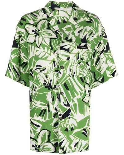 Palm Angels Hibiscus-print Short-sleeve Shirt - Green