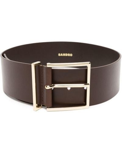 Sandro Buckle-fastening Wide Leather Belt - Brown