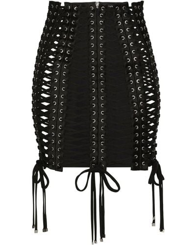 Dolce & Gabbana Minifalda con detalles de ojales - Negro