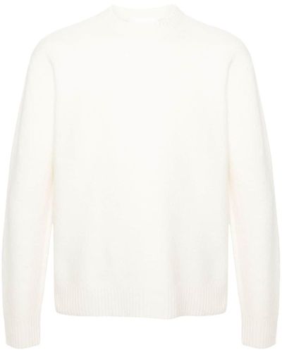 Jil Sander Crew-neck Boiled Wool Sweater - White