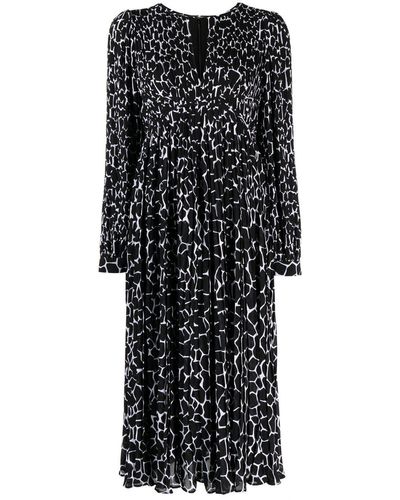 Michael Kors Giraffe-print Midi Dress - Black