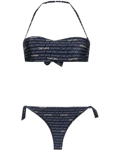 Emporio Armani Set bikini con stampa - Blu