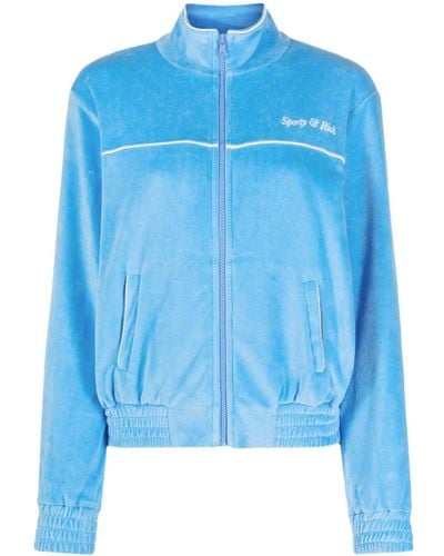 Sporty & Rich Jacke aus Frottee mit Logo-Stickerei - Blau