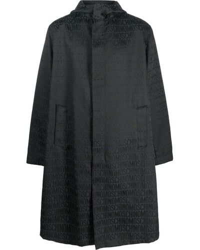 Moschino All-over Logo Print Raincoat - Black