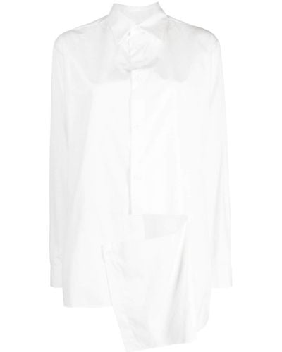 Y's Yohji Yamamoto Asymmetric Draped Cotton Shirt - White