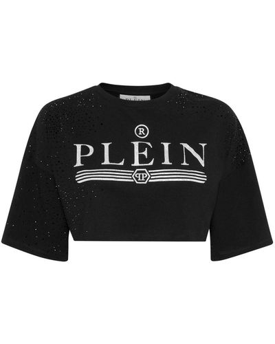 Philipp Plein Cropped Logo T-shirt - Black