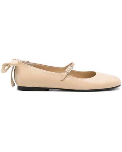 Gia Borghini Bow-detail Leather Ballerina Shoes - ナチュラル