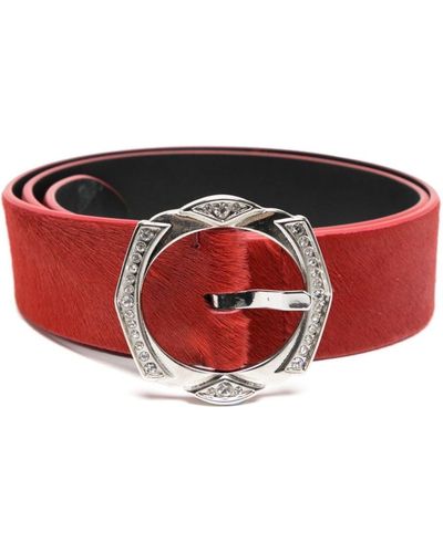 Madison Maison Crystal-embellished Leather Belt - Red