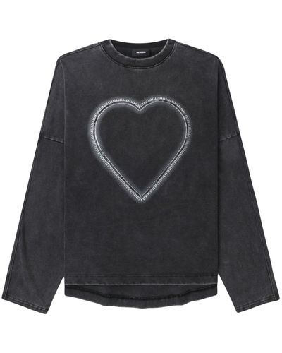 we11done Heart-print Cotton Sweater - Black
