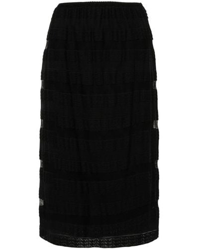 N°21 Striped Lace Midi Skirt - Black