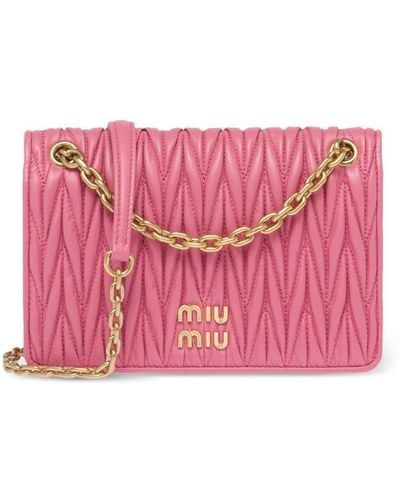 Miu Miu Mini-Tasche aus Matelassé-Leder - Pink