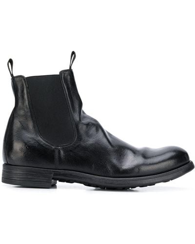 Officine Creative Creased Leather Ankle Boots - Black