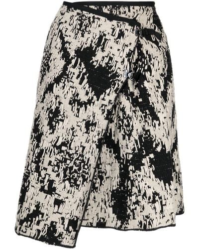 JNBY Pattern-jacquard Asymmetric Midi Skirt - Black