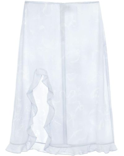 Low Classic Abstract-print Midi Skirt - White