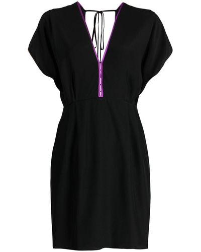 Kiki de Montparnasse V-neck Silk Minidress - Black
