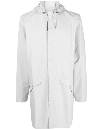 Rains Hooded Stud-fastening Raincoat - White