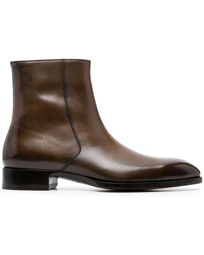 Tom Ford Polished leather ankle boots - Marrone