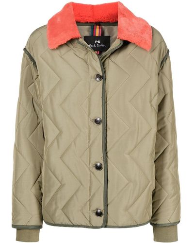 PS by Paul Smith Faux-fur Collar Jacket - Green