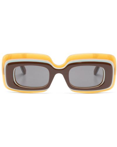 Loewe Multilayer Rectangle-frame Sunglasses - Brown