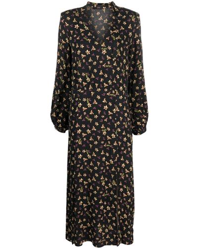 ROTATE BIRGER CHRISTENSEN Floral-print Midi Dress - Black