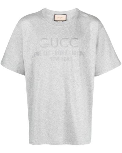 Gucci T-Shirt Aus Baumwolljersey - Grau