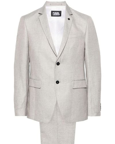 Karl Lagerfeld Single-breasted Slub-texture Suit - Grey