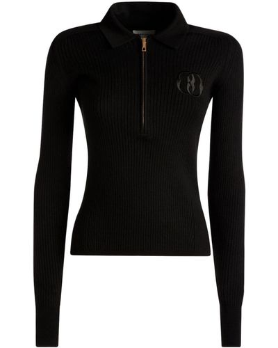 Bally Logo-embroidered Ribbed-knit Sweater - Black